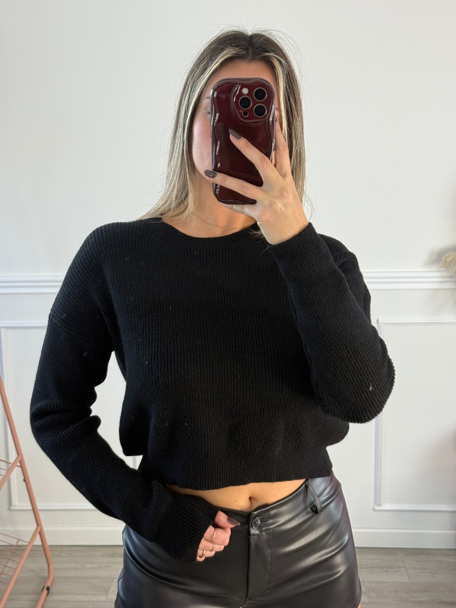 Maglioncino corto girocollo a costine - Follie by Alice