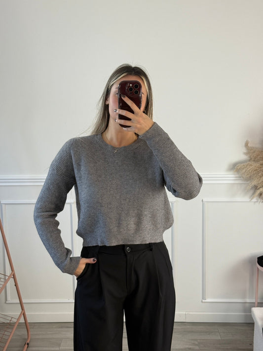Maglioncino corto girocollo a costine - Follie by Alice 1536