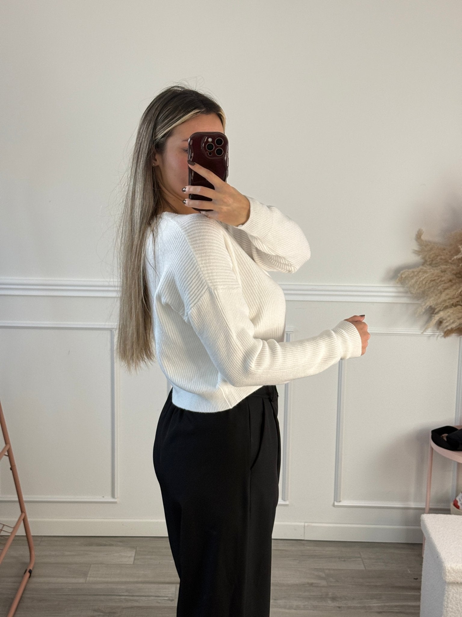 Maglioncino corto girocollo a costine - Follie by Alice