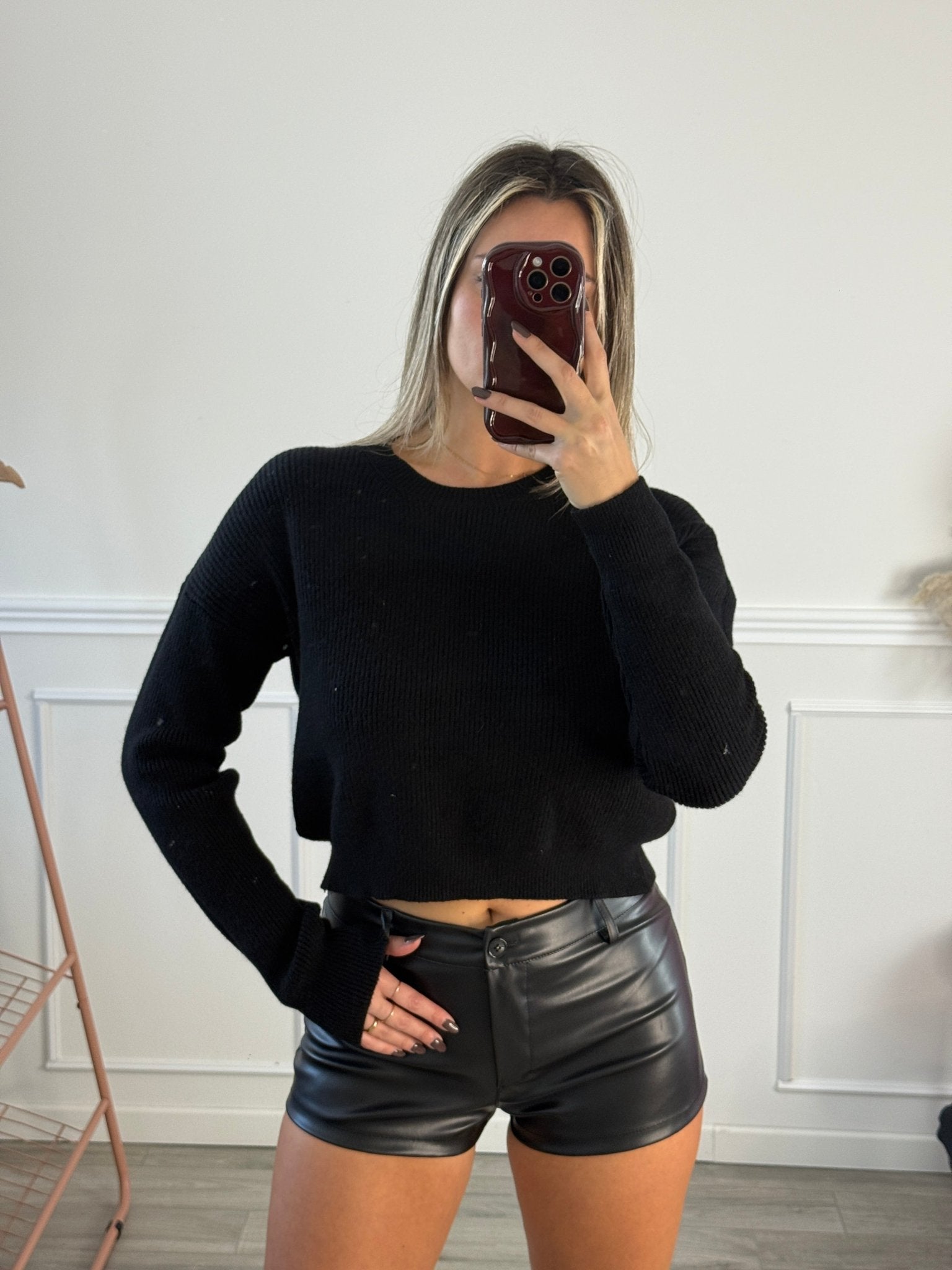 Maglioncino corto girocollo a costine - Follie by Alice