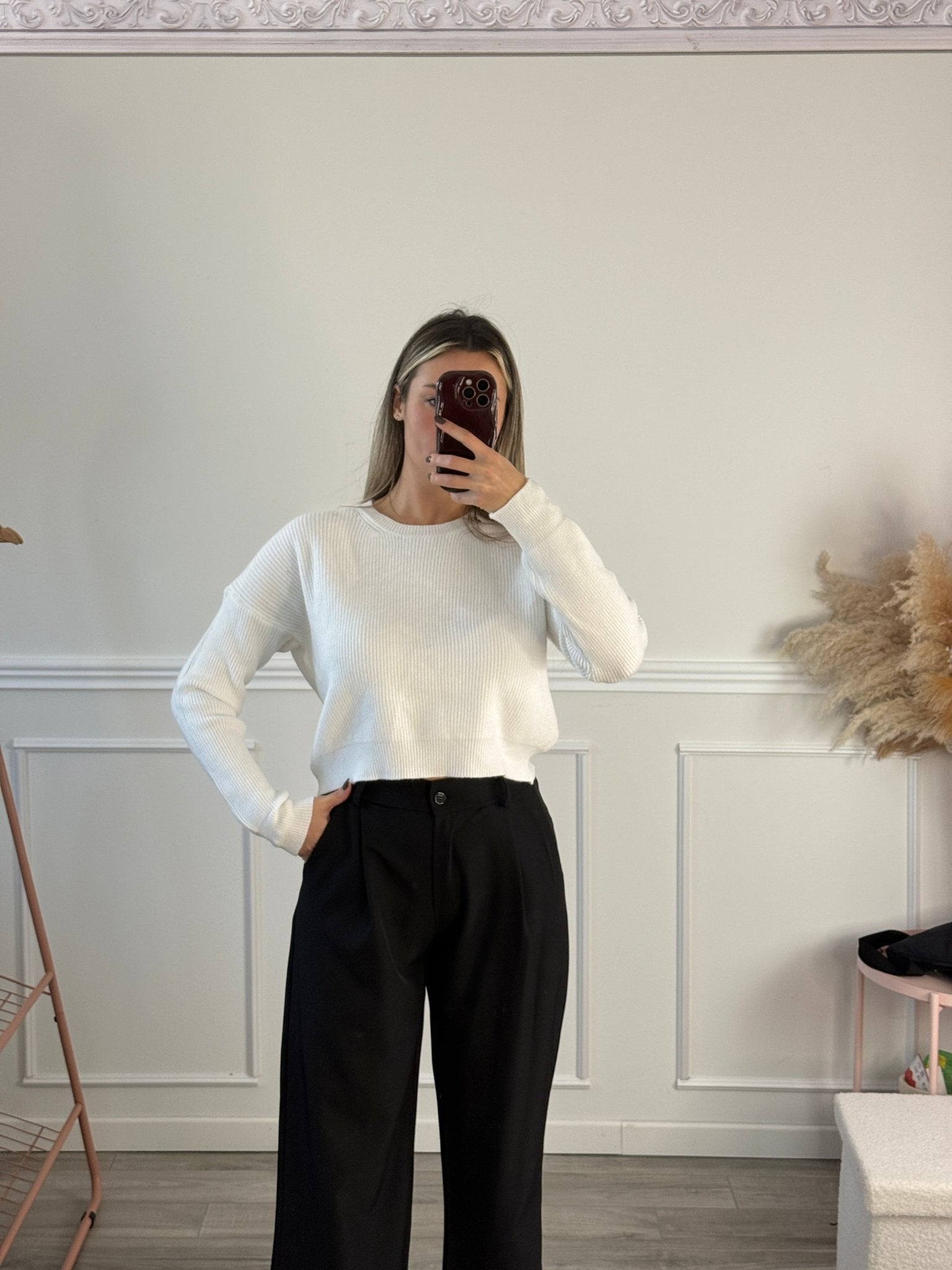 Maglioncino corto girocollo a costine - Follie by Alice