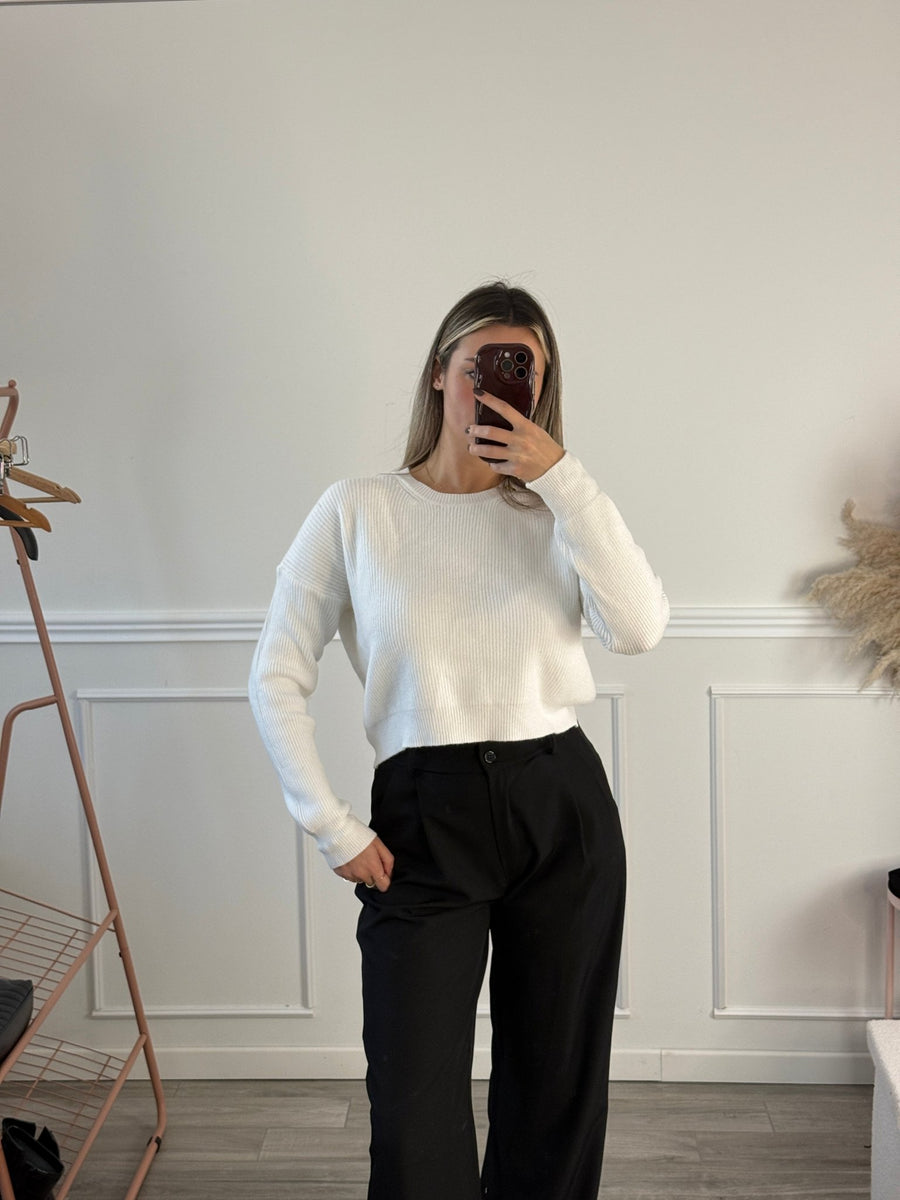 Maglioncino corto girocollo a costine – alternate