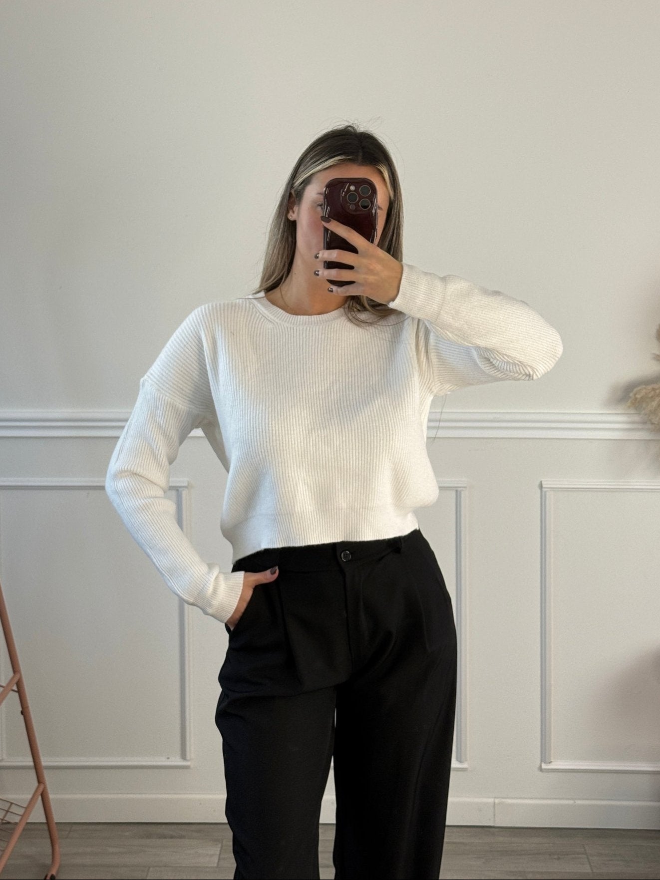 Maglioncino corto girocollo a costine - Follie by Alice