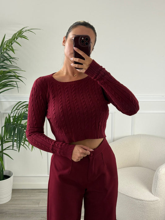 Maglioncino corto girocollo a trecce - Follie by Alice 1536