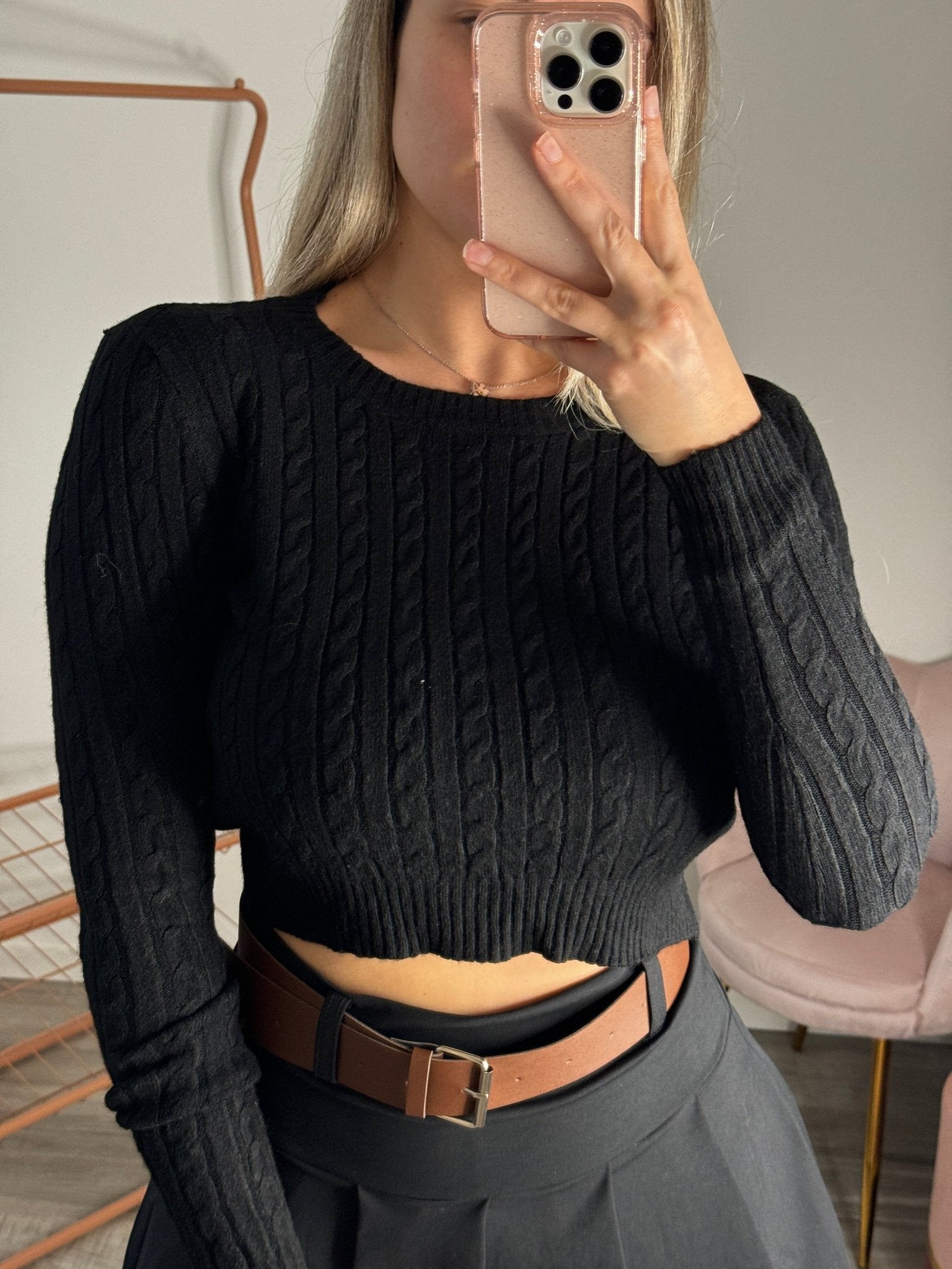 Maglioncino corto girocollo a trecce - Follie by Alice