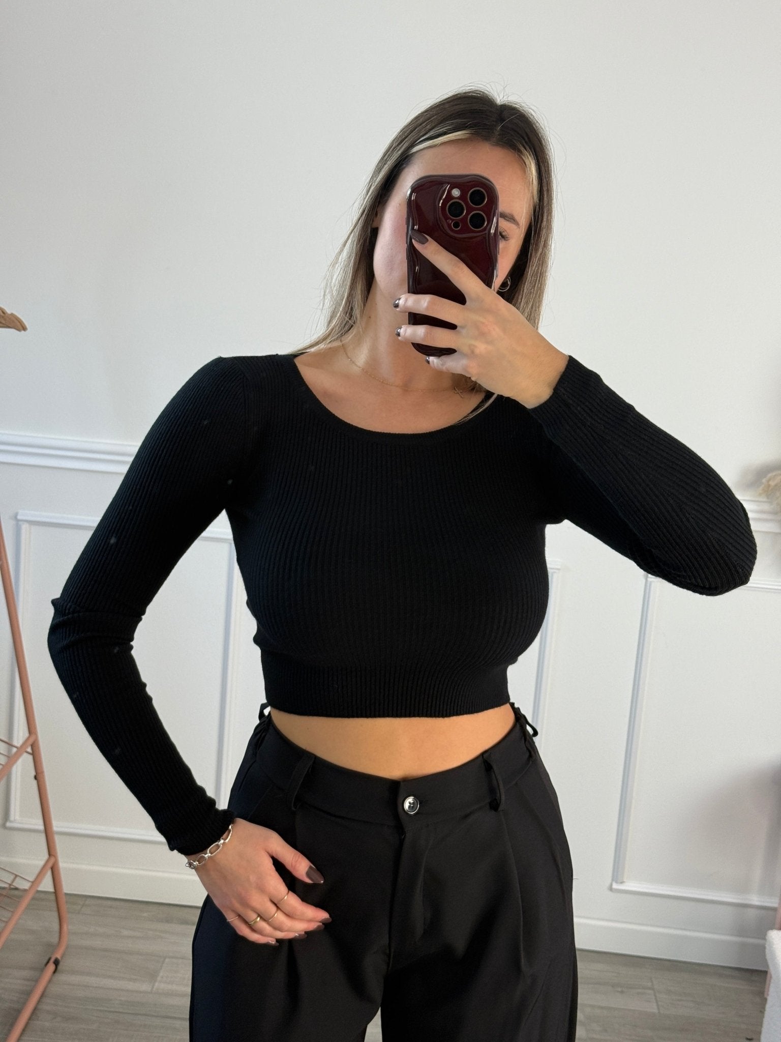 Maglioncino crop girocollo a costine - Follie by Alice