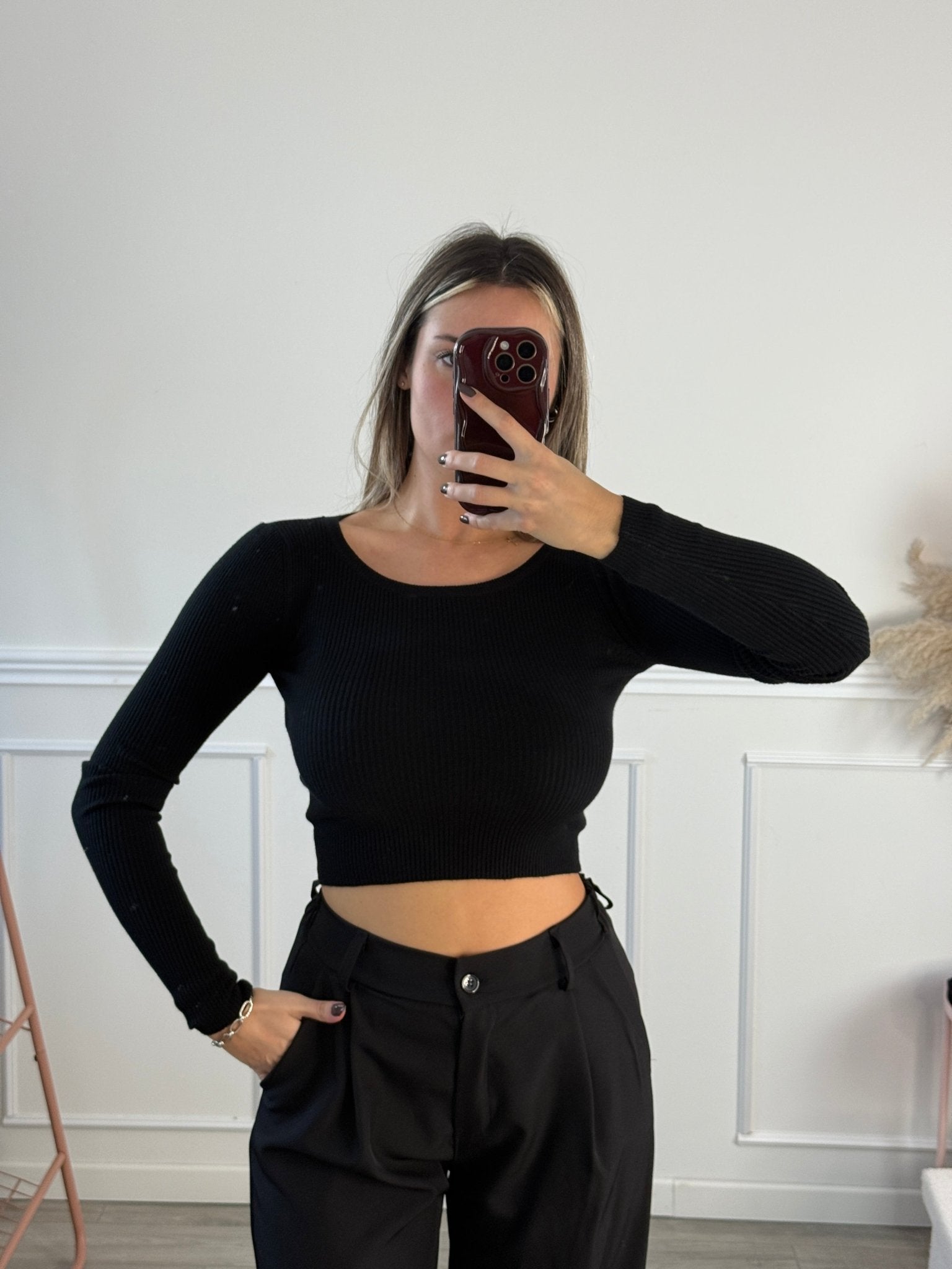 Maglioncino crop girocollo a costine - Follie by Alice