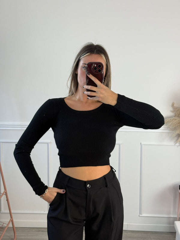Maglioncino crop girocollo a costine - Follie by Alice