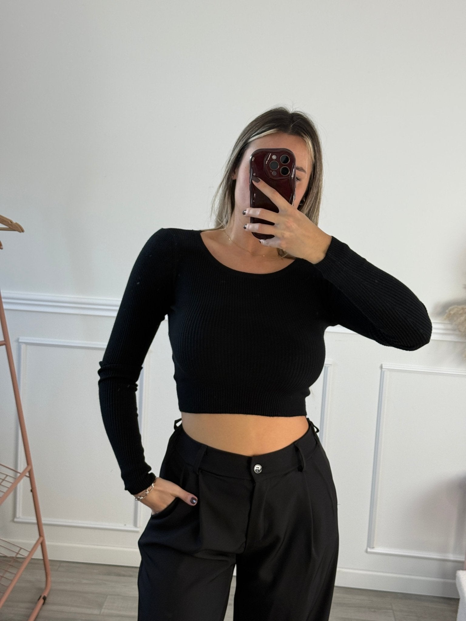 Maglioncino crop girocollo a costine - Follie by Alice