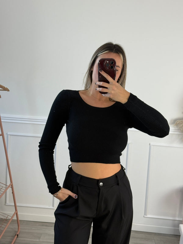 Maglioncino crop girocollo a costine - Follie by Alice