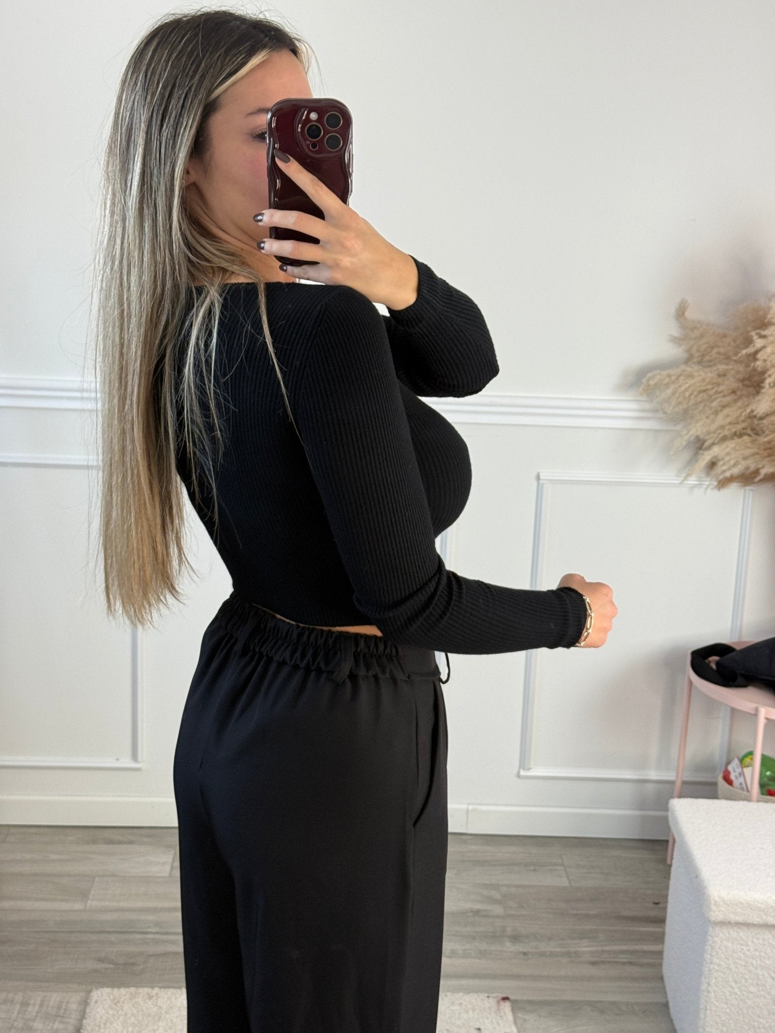 Maglioncino crop girocollo a costine - Follie by Alice