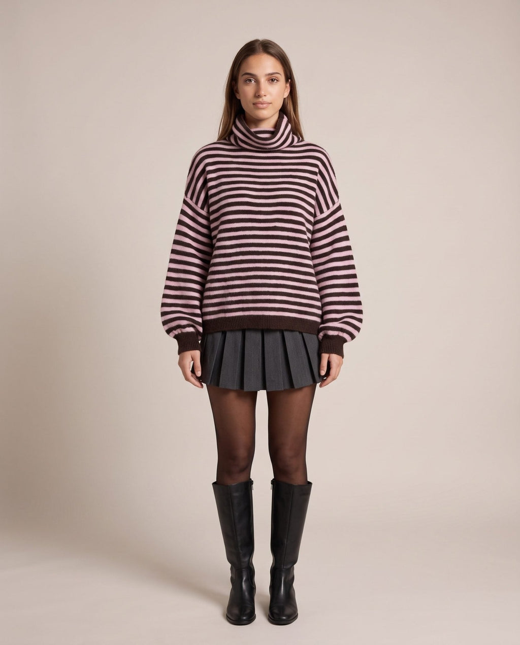 Maglioncino dolcevita a righe in lana BRETAGNA - Follie by Alice