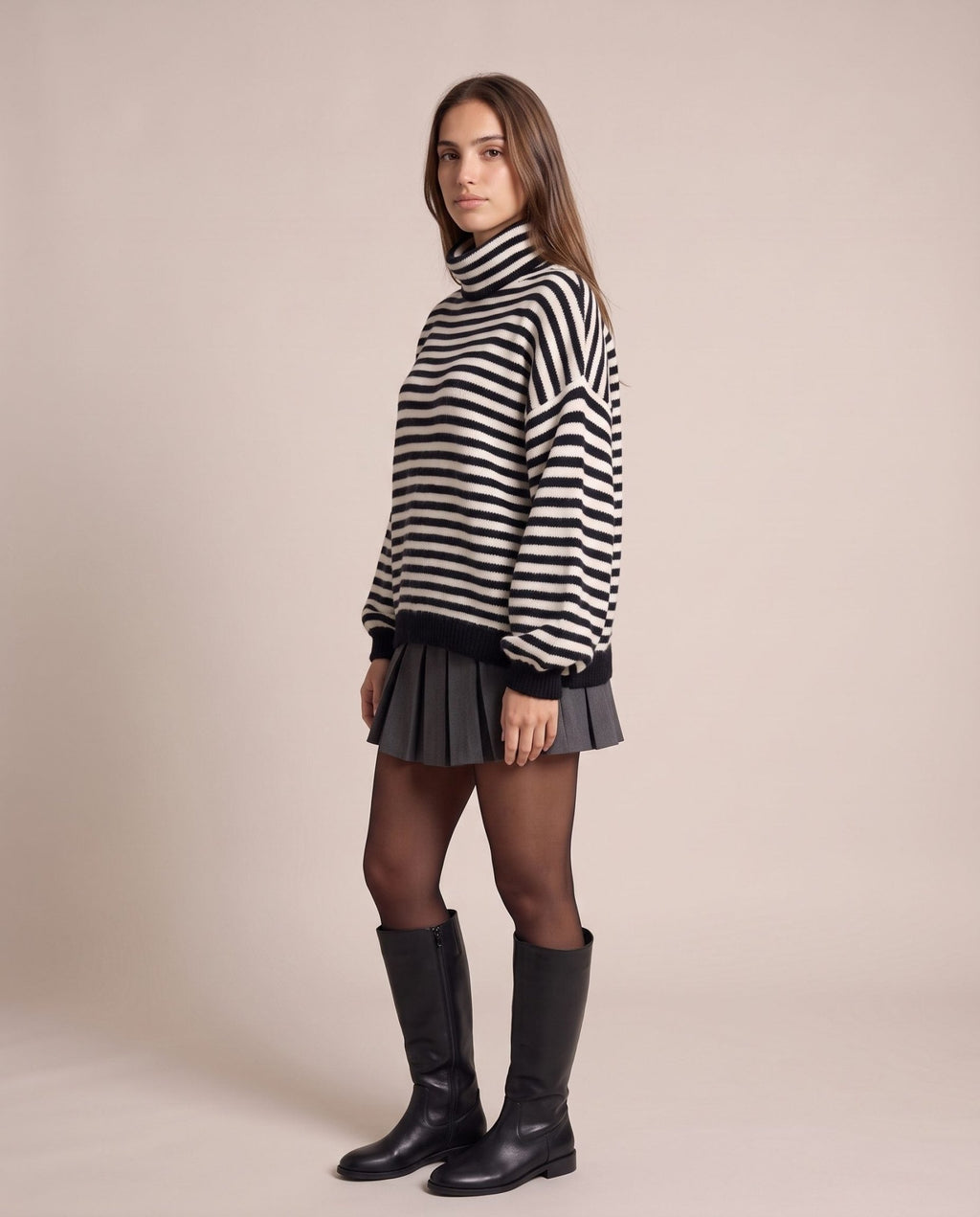 Maglioncino dolcevita a righe in lana BRETAGNA - Follie by Alice