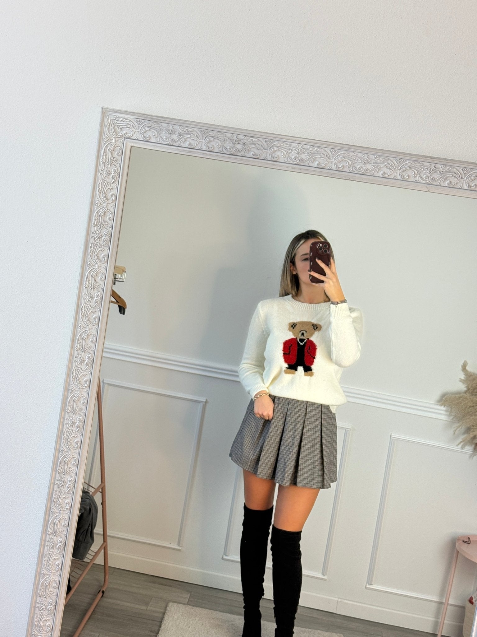 Maglioncino morbido con orsetto ricamato - Follie by Alice