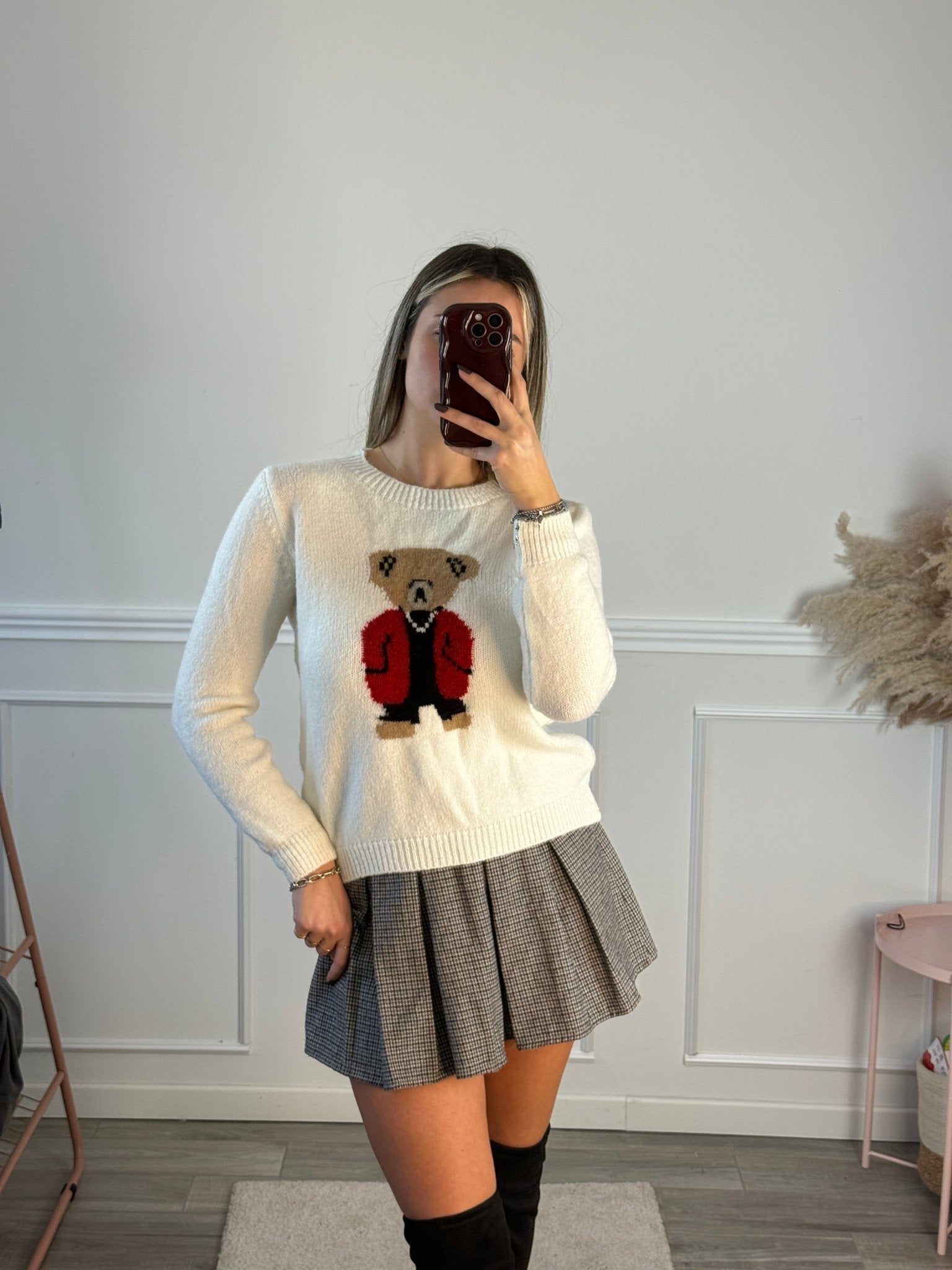 Maglioncino morbido con orsetto ricamato - Follie by Alice