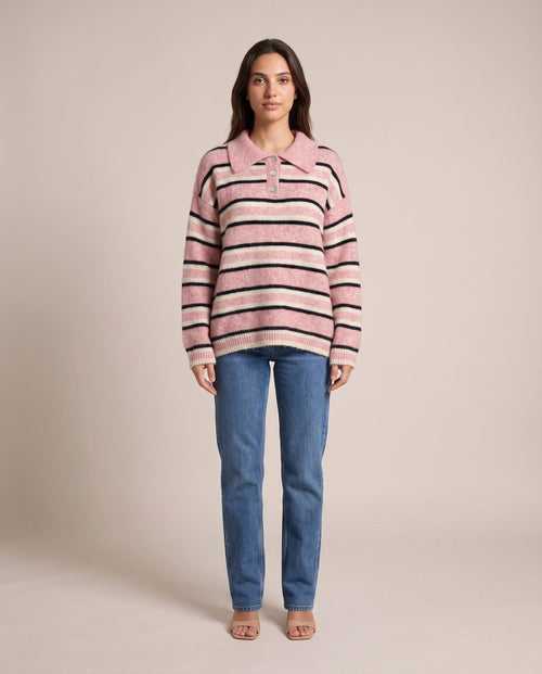 Maglione polo oversize a righe VARSITY - Follie by Alice