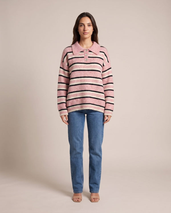 Maglione polo oversize a righe VARSITY - Follie by Alice