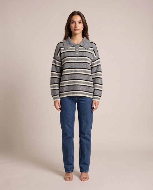 Maglione polo oversize a righe VARSITY - Follie by Alice