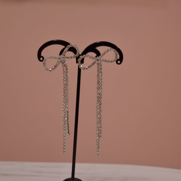 Orecchini argento a fiocchetto pendente di strass - Follie by Alice