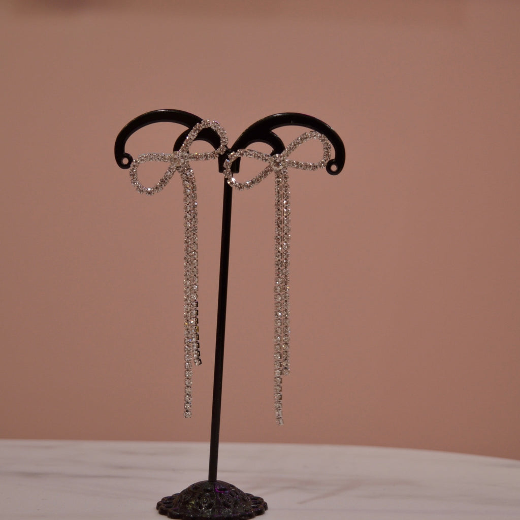 Orecchini argento a fiocchetto pendente di strass - Follie by Alice