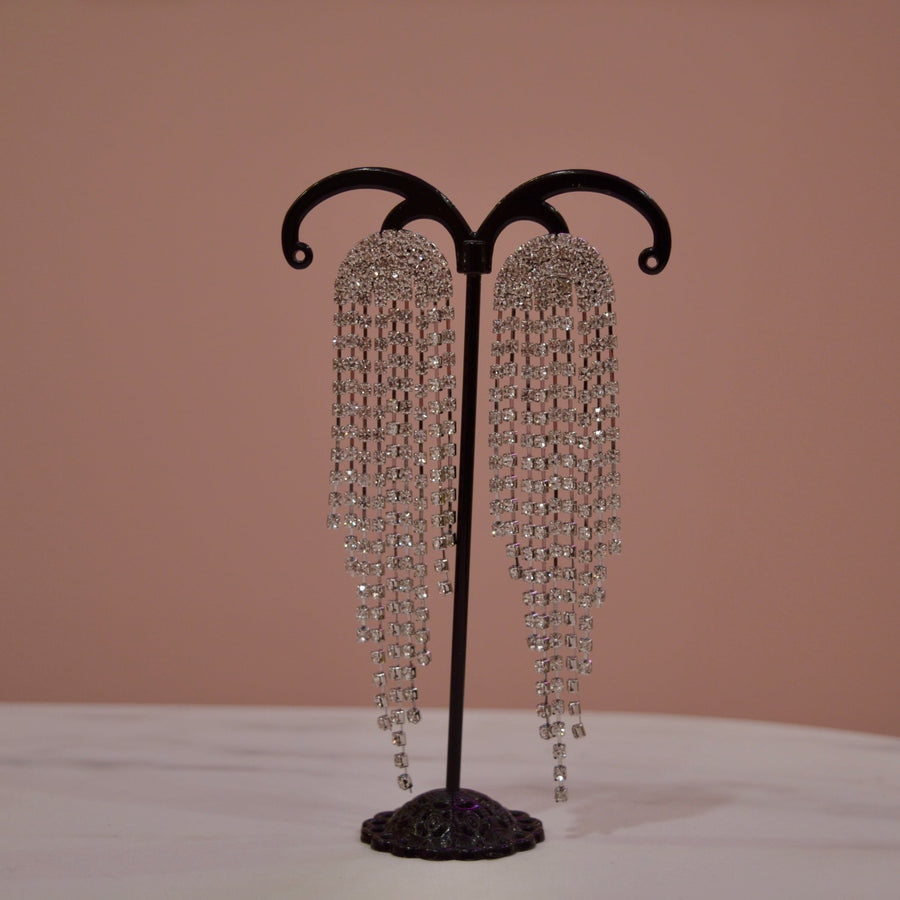 Orecchini argento cascata di strass