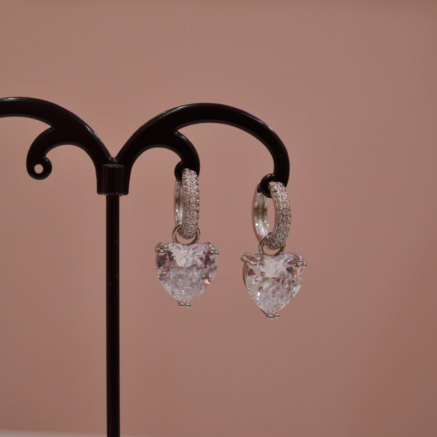 Orecchini argento con cuore gioiello e strass – alternate