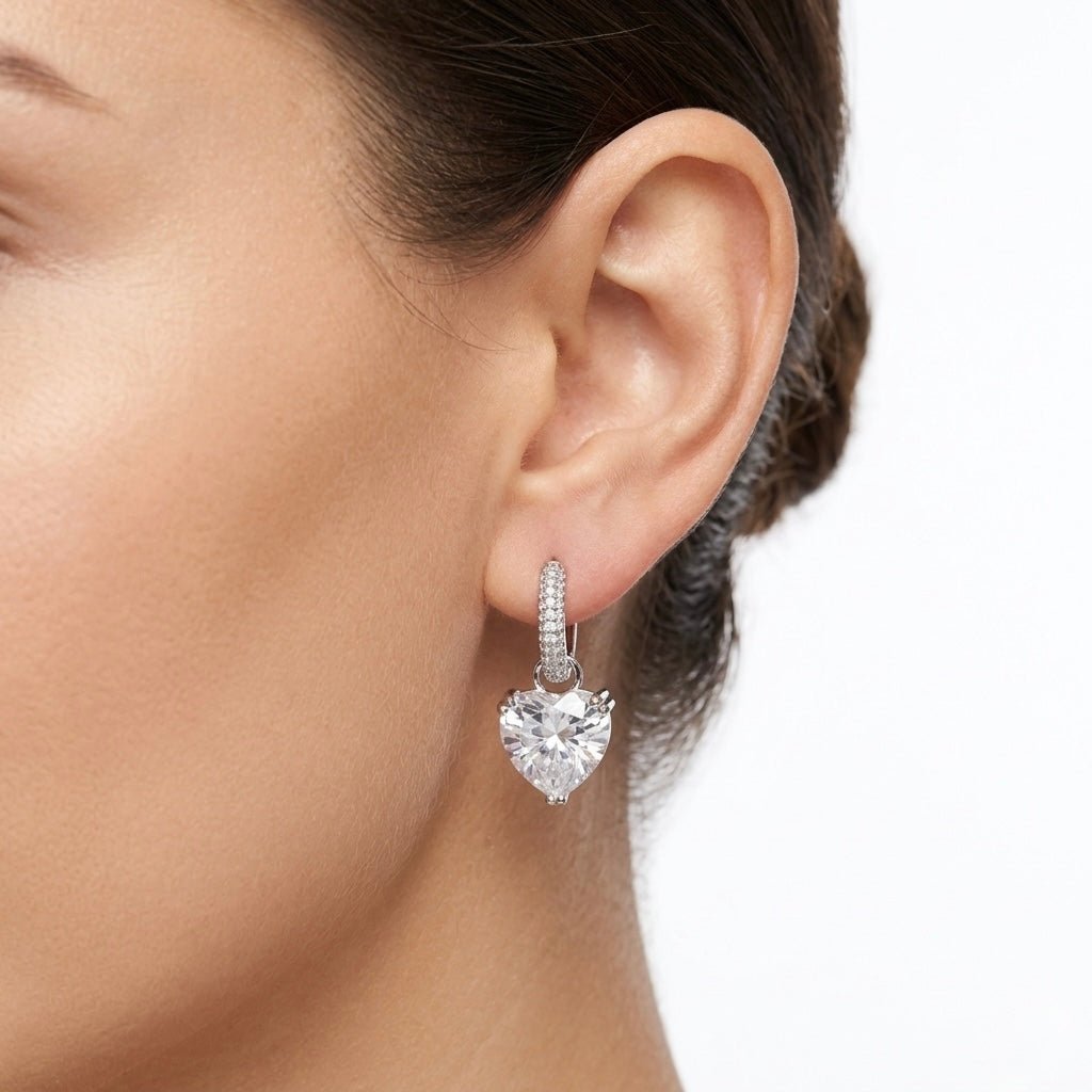 Orecchini argento con cuore gioiello e strass - Follie by Alice