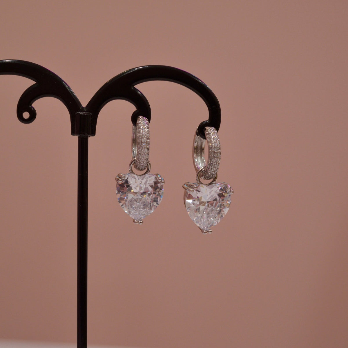 Orecchini argento con cuore gioiello e strass - Follie by Alice