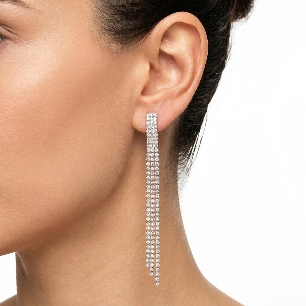 Orecchini argento con strass pendenti - Follie by Alice