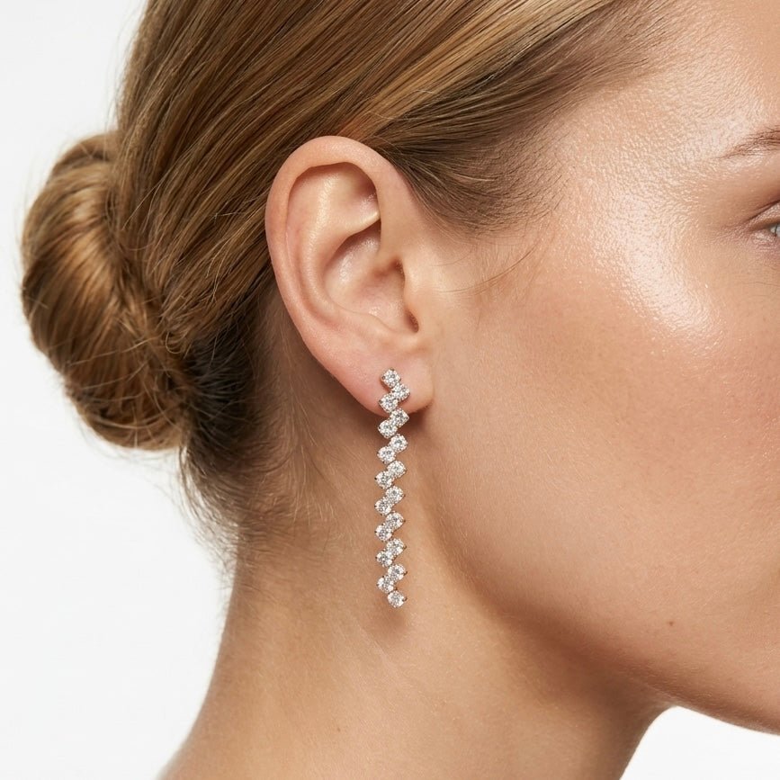 Orecchini argento con strass pendenti squadrati - Follie by Alice Immagine principale del prodotto