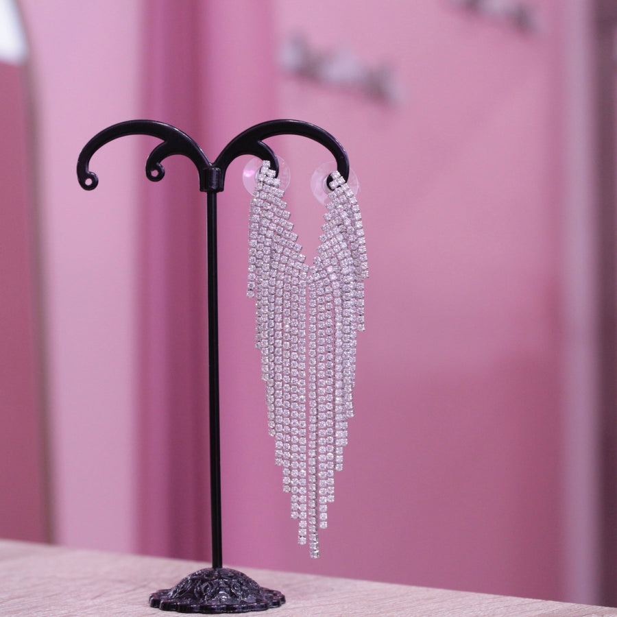 Orecchini argento pendenti cascata di strass – alternate