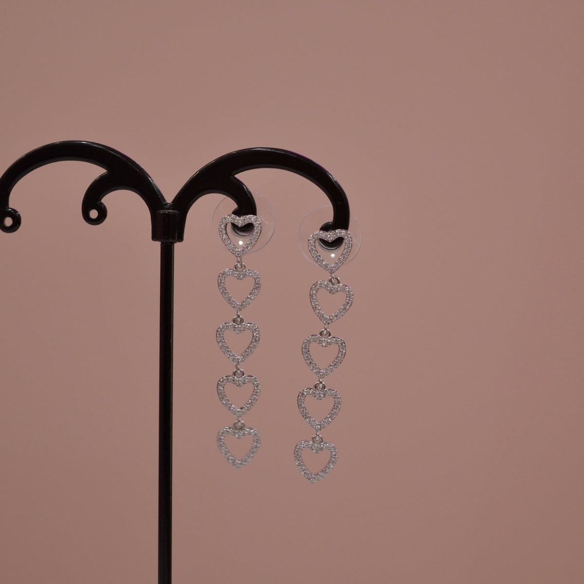 Orecchini argento pendenti con cuori di strass gioiello - Follie by Alice