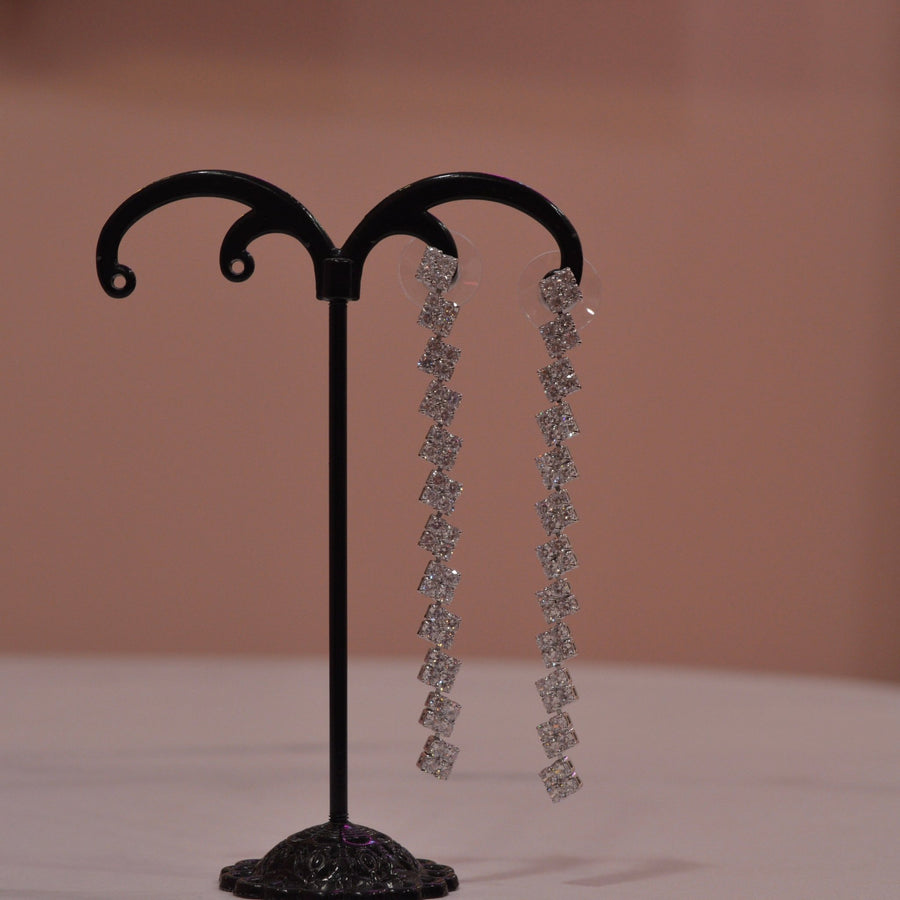 Orecchini argento pendenti con strass