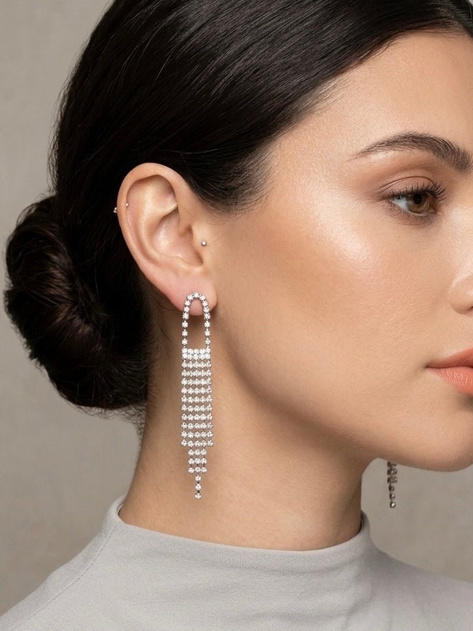 Orecchini argento pendenti di strass