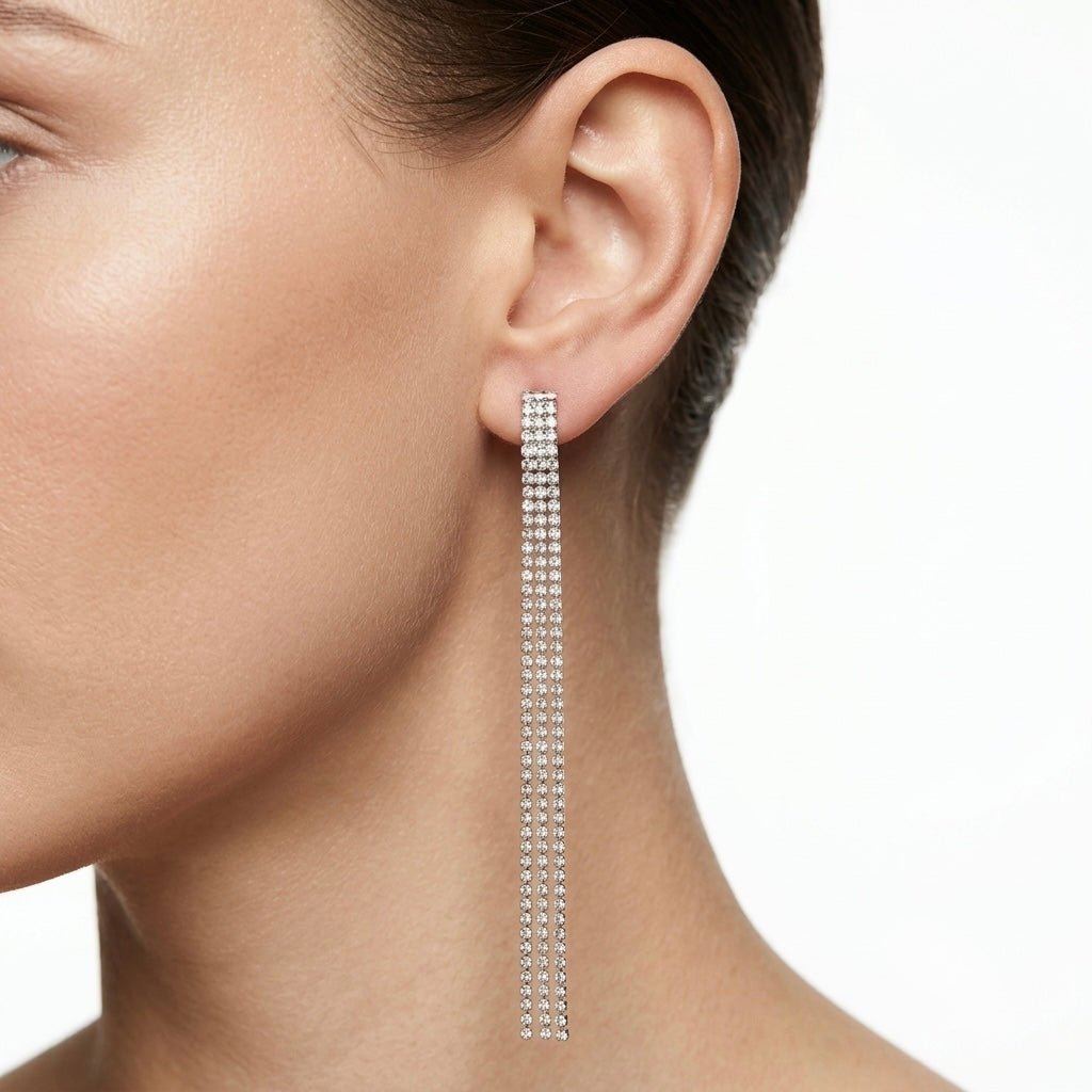 Orecchini argento pendenti di strass - Follie by Alice