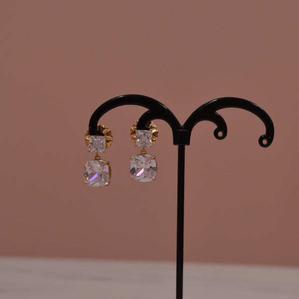 Orecchini oro pendenti con doppio strass - Follie by Alice