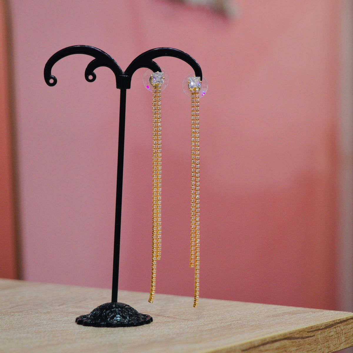 Orecchini oro pendenti con strass gioiello - Follie by Alice