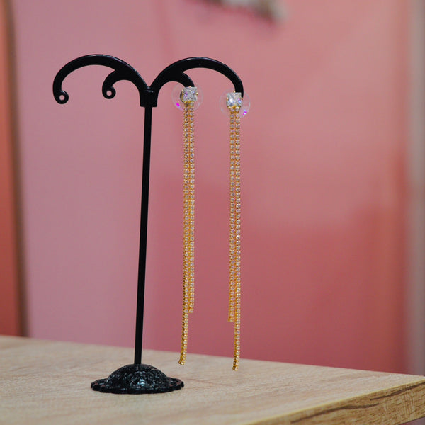 Orecchini oro pendenti con strass gioiello - Follie by Alice