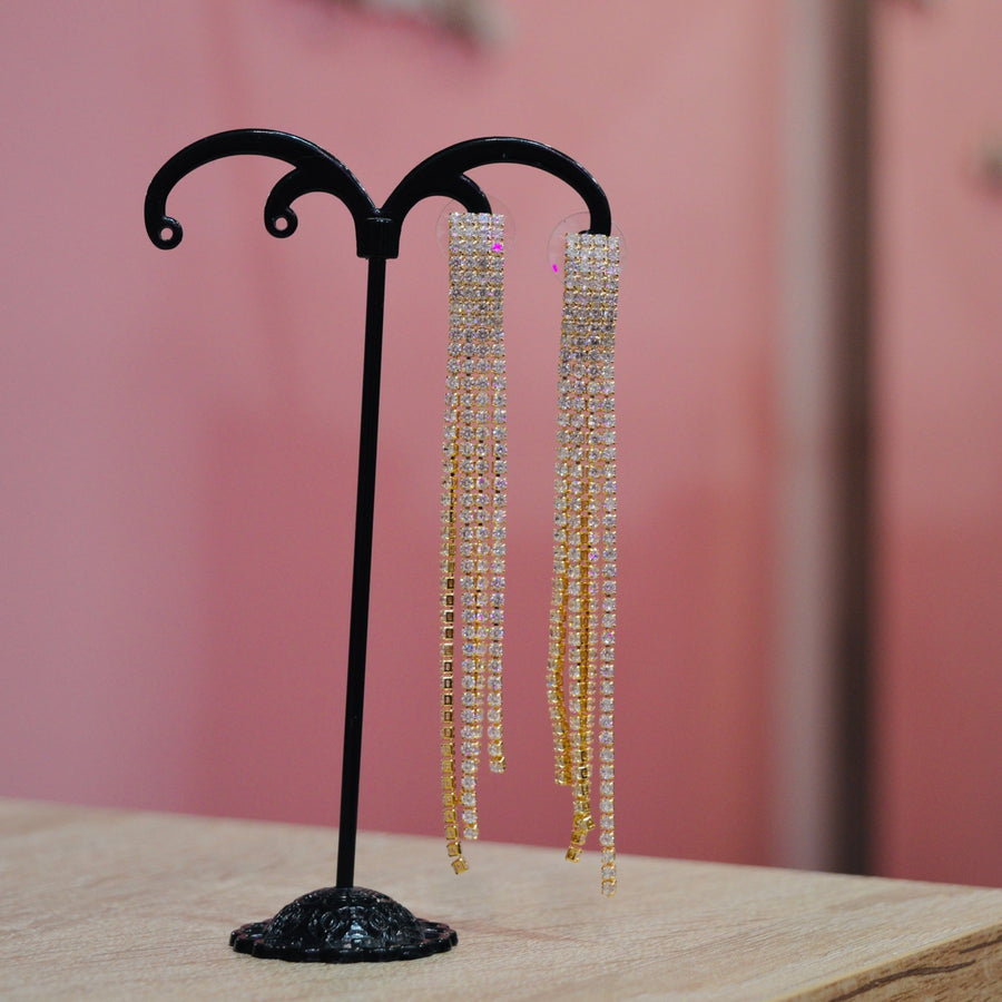 Orecchini oro pendenti con strass gioiello – alternate