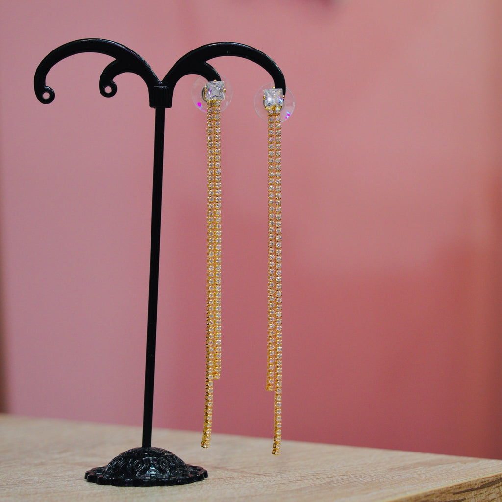 Orecchini oro pendenti con strass gioiello - Follie by Alice