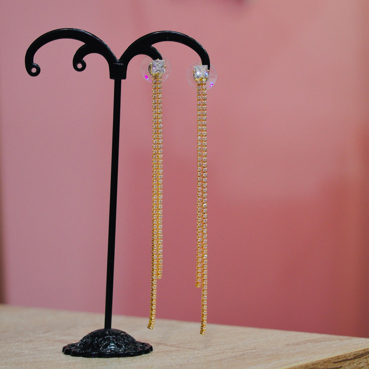 Orecchini oro pendenti con strass gioiello - Follie by Alice