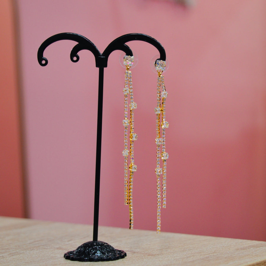 Orecchini oro pendenti con strass gioiello – alternate
