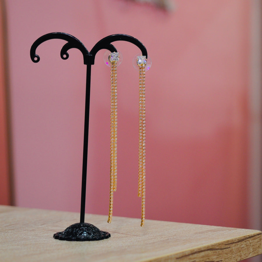 Orecchini oro pendenti con strass gioiello – alternate