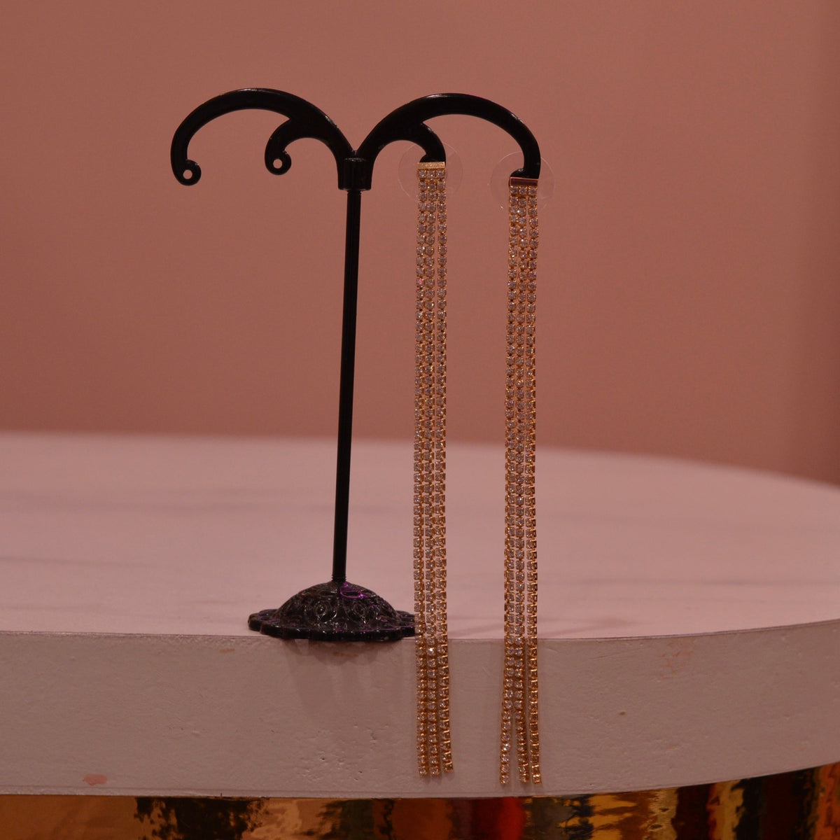 Orecchini oro pendenti di strass - Follie by Alice