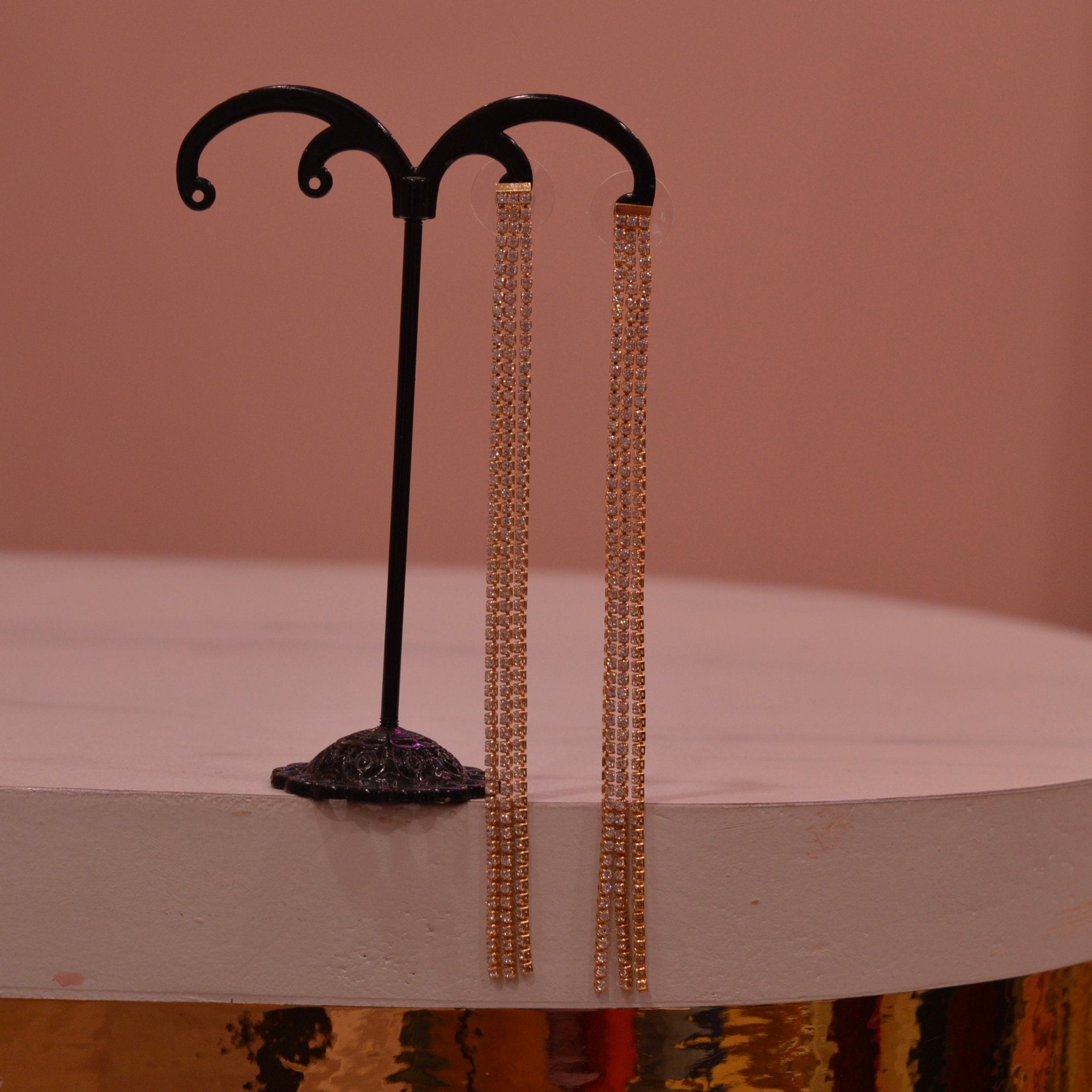 Orecchini oro pendenti di strass - Follie by Alice