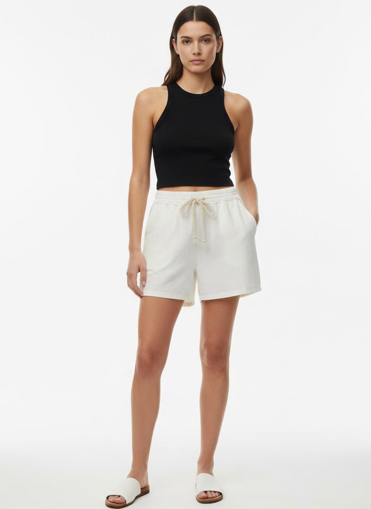 Pantaloncini bianchi effetto lino