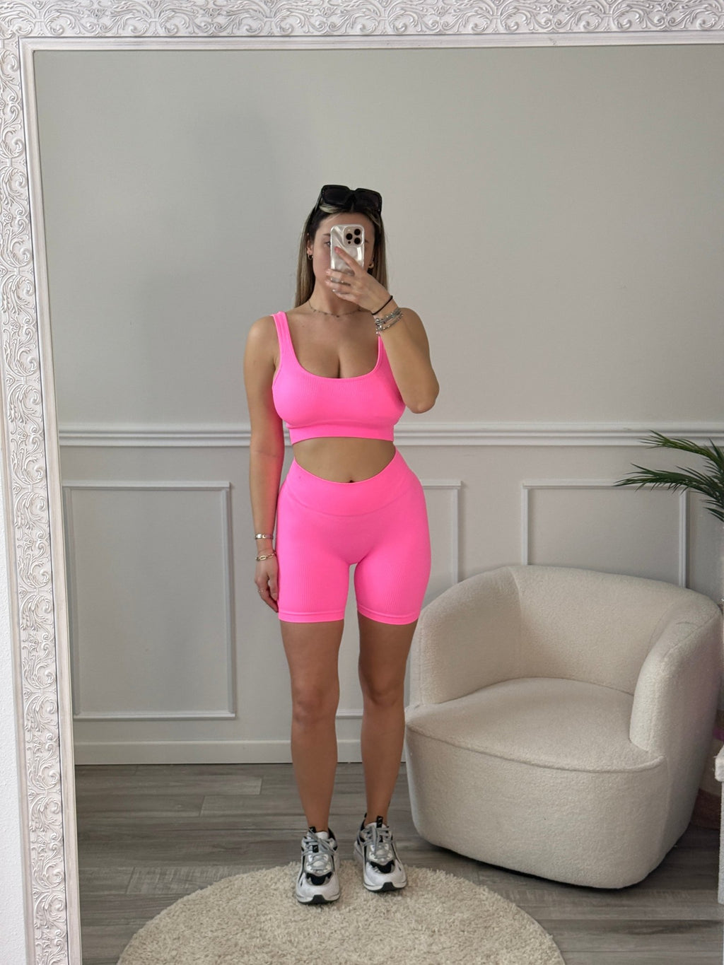 Pantaloncini sportivi push - up a vita alta in tessuto elasticizzato ribbed a costine - Follie by Alice