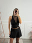 Pantaloncino - gonna plissettato con cintura e strass gioiello - Follie by Alice