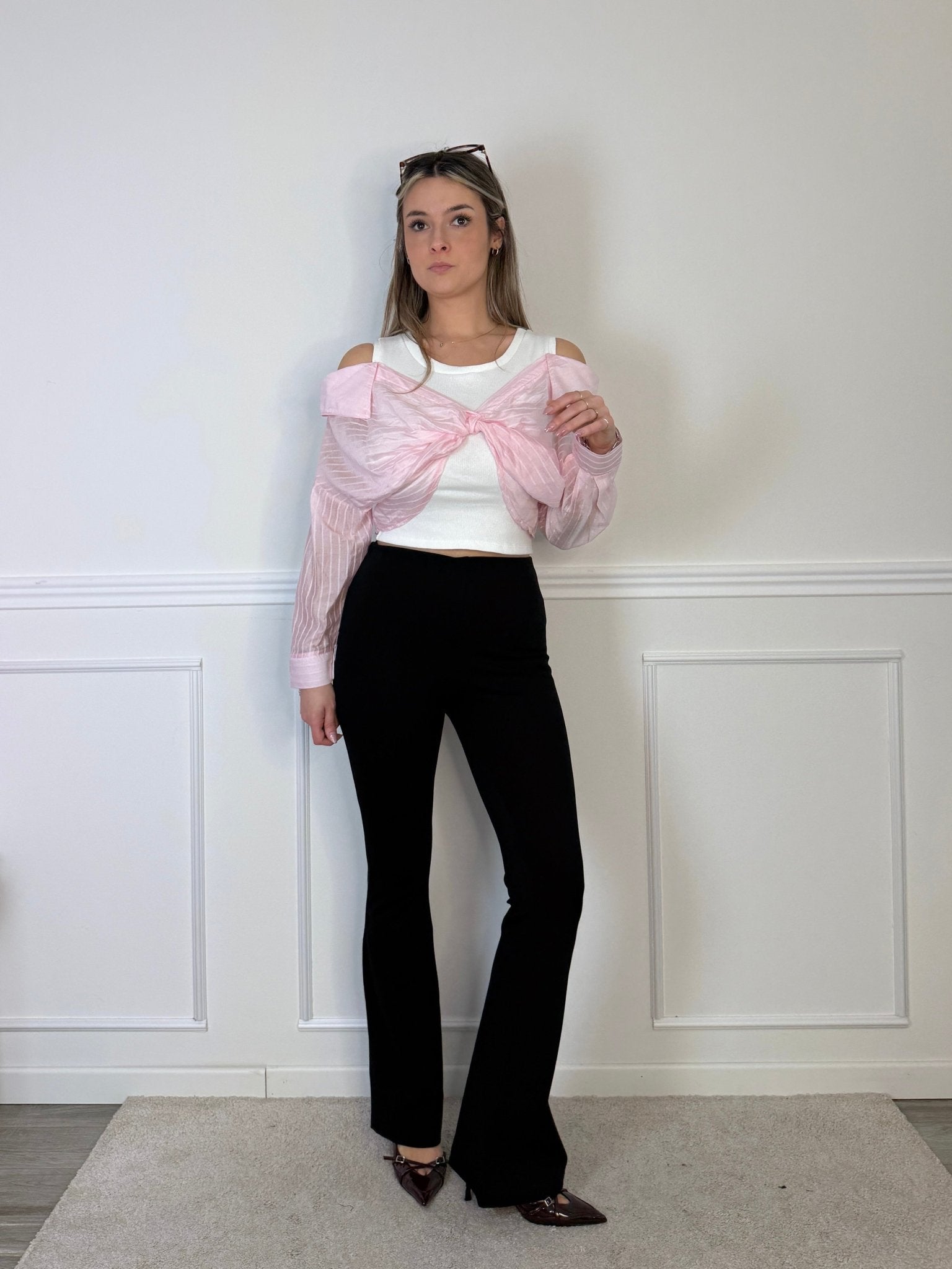 Pantaloni a campana con vita elasticizzata - Follie by Alice