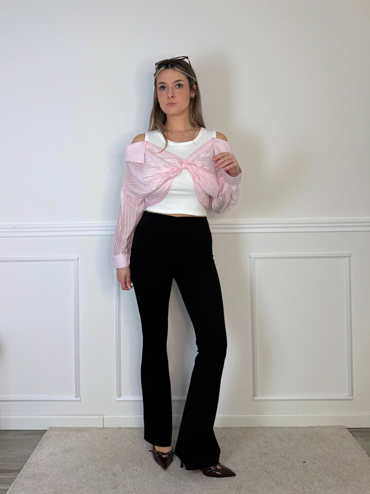 Pantaloni a campana con vita elasticizzata - Follie by Alice Immagine principale del prodotto